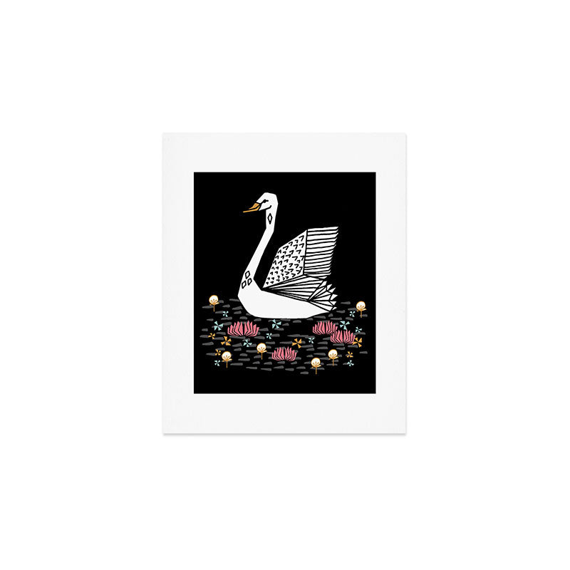 Swan bird art screenprint nature decor swans by andrea lauren Art Print Gallery Image 1