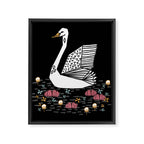 Swan bird art screenprint nature decor swans by andrea lauren Framed Canvas Print Gallery Image 6
