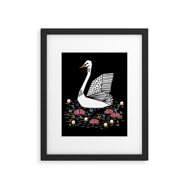 Swan bird art screenprint nature decor swans by andrea lauren Framed Art Print Gallery Image 5
