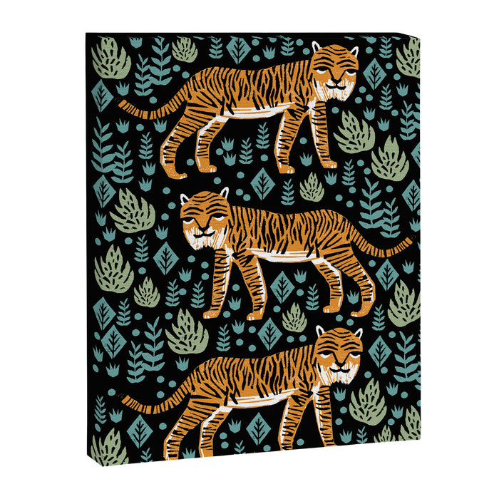 Tiger forest tropical tigers screen print art by andrea lauren Canvas Print Gallery Image 1
