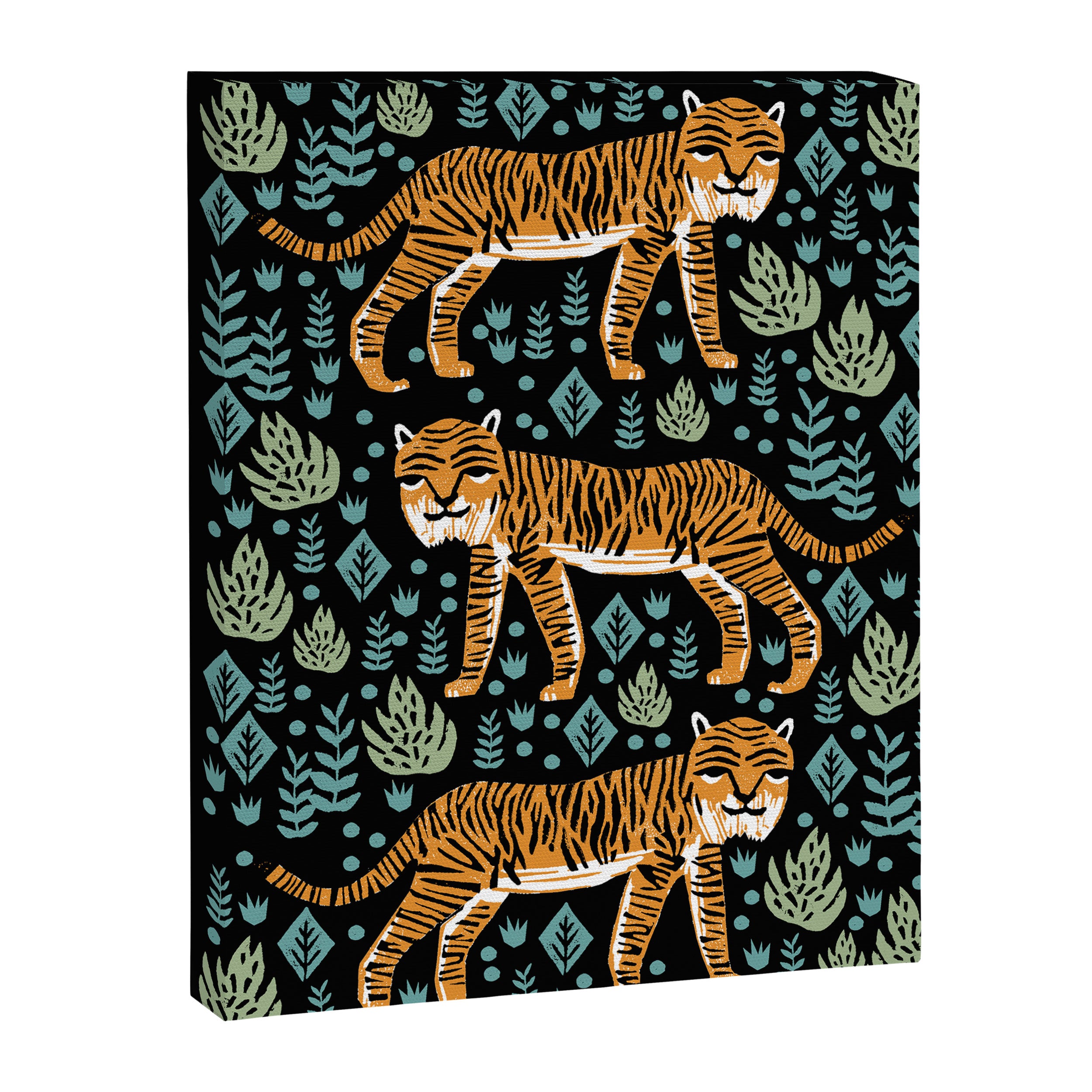 Tiger forest tropical tigers screen print art by andrea lauren Canvas Print Gallery Image 6