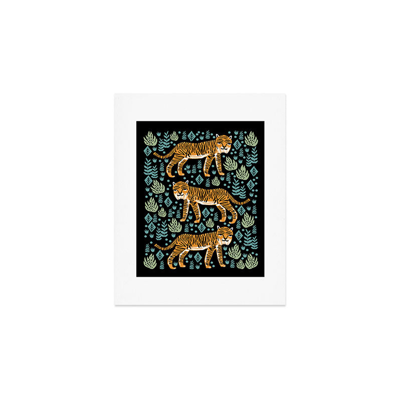 Tiger forest tropical tigers screen print art by andrea lauren Art Print Gallery Image 1