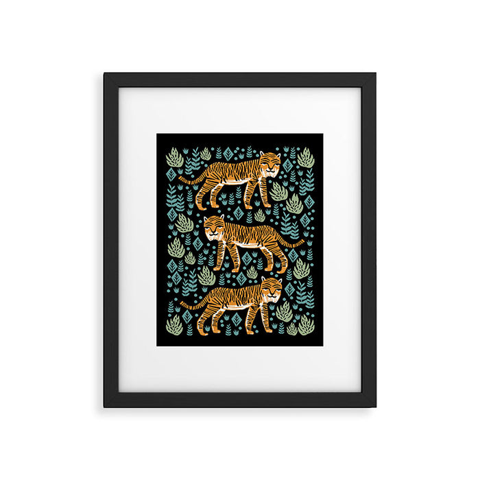 Tiger forest tropical tigers screen print art by andrea lauren Framed Art Print Gallery Image 1
