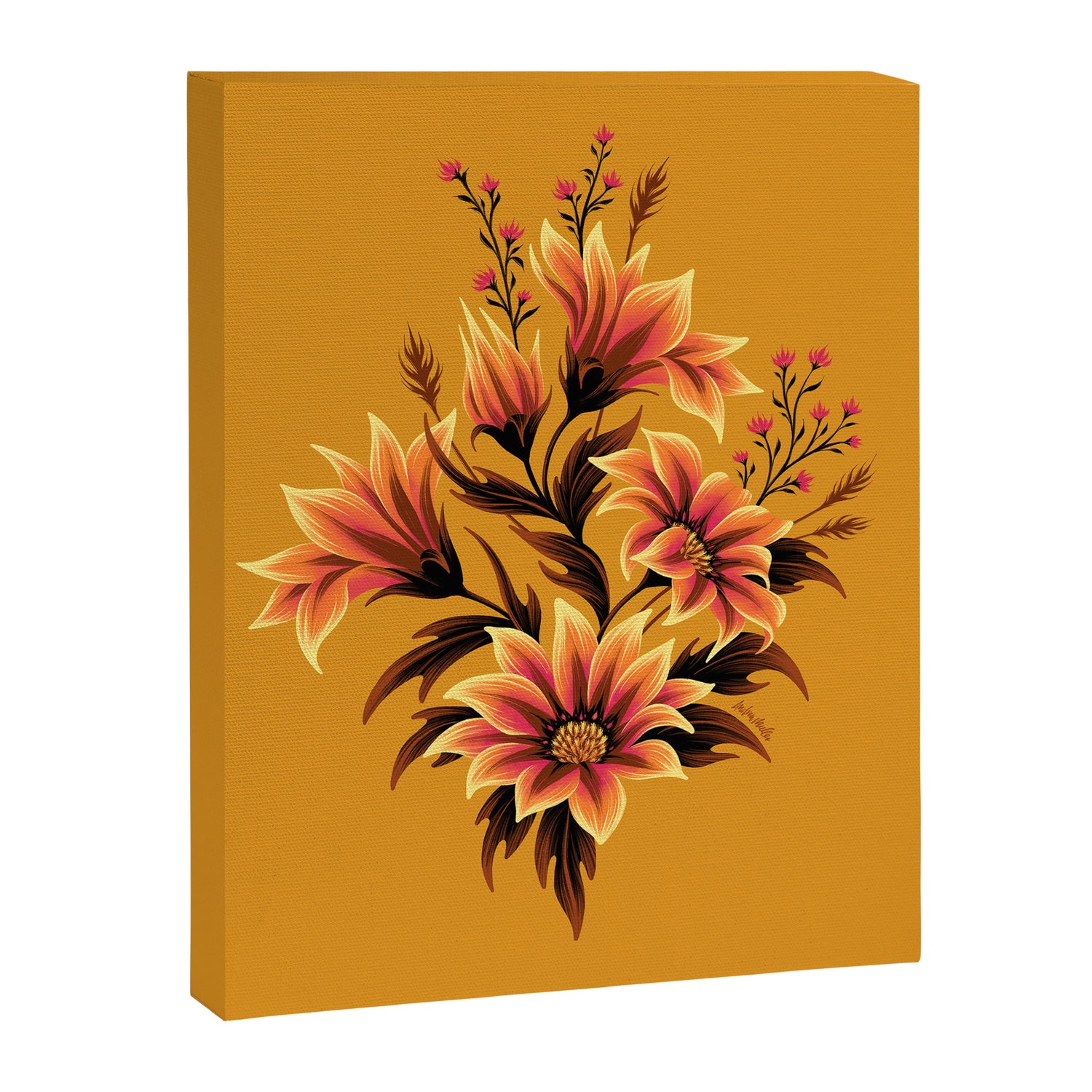 Gazania Floral - Orange Gold Canvas Print Gallery Image 6