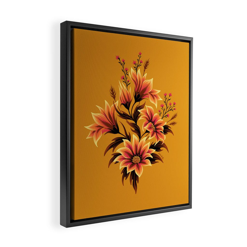Gazania Floral - Orange Gold Framed Canvas Print Gallery Image 2