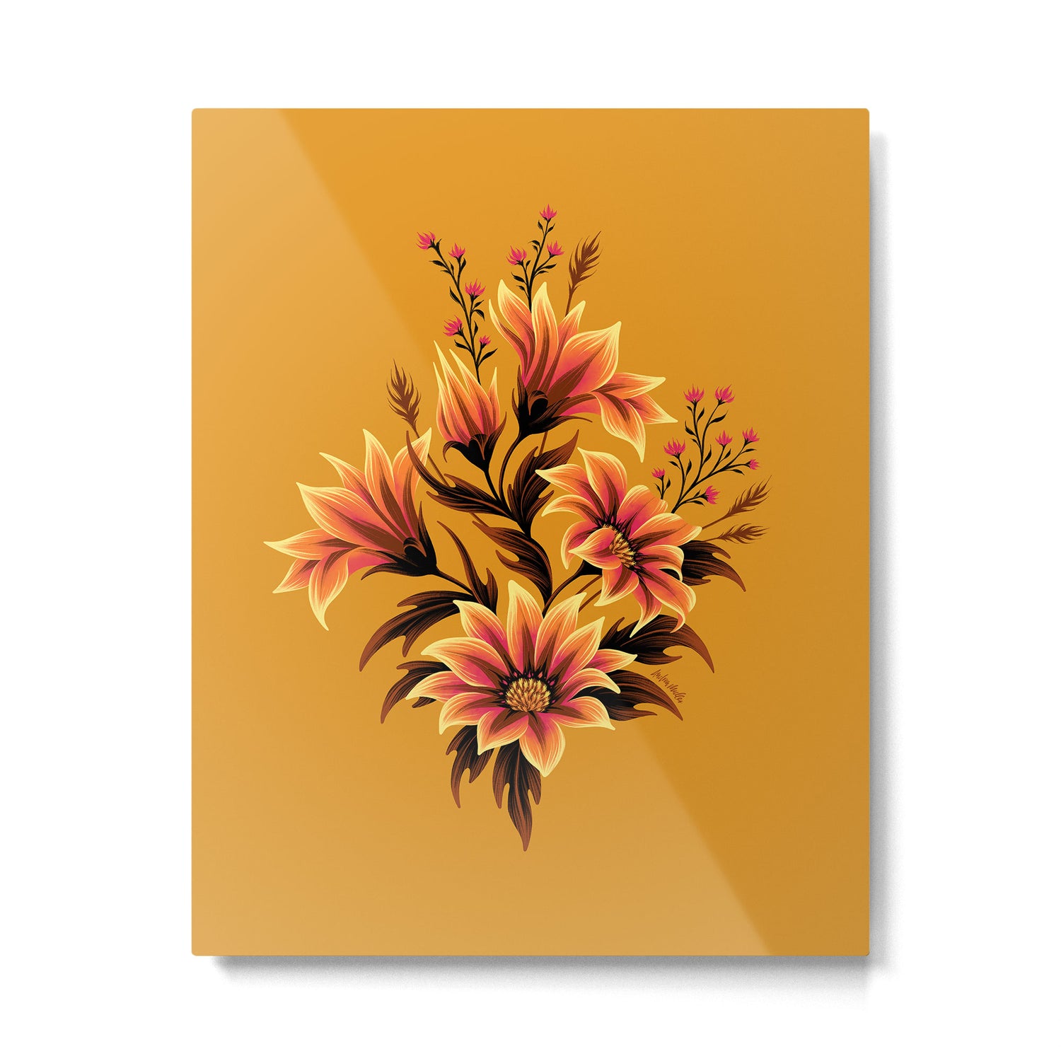 Gazania Floral - Orange Gold Metal Print Gallery Image 4