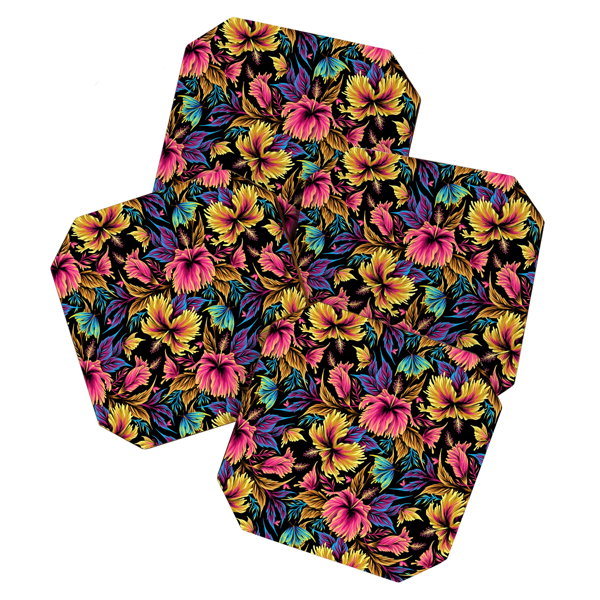 Hibiscus Butterflies - Multicolor Coaster Gallery Image 1