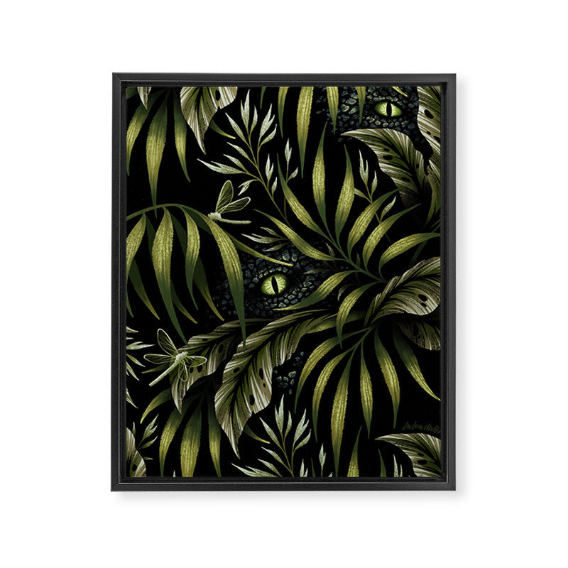 Jurassic Jungle - Camo Green Framed Canvas Print Gallery Image 6