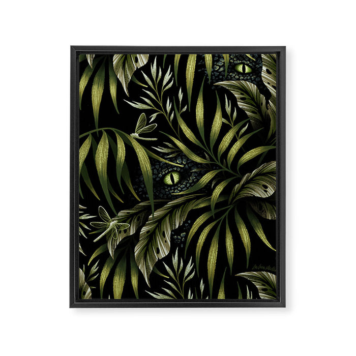 Jurassic Jungle - Camo Green Framed Canvas Print Gallery Image 1