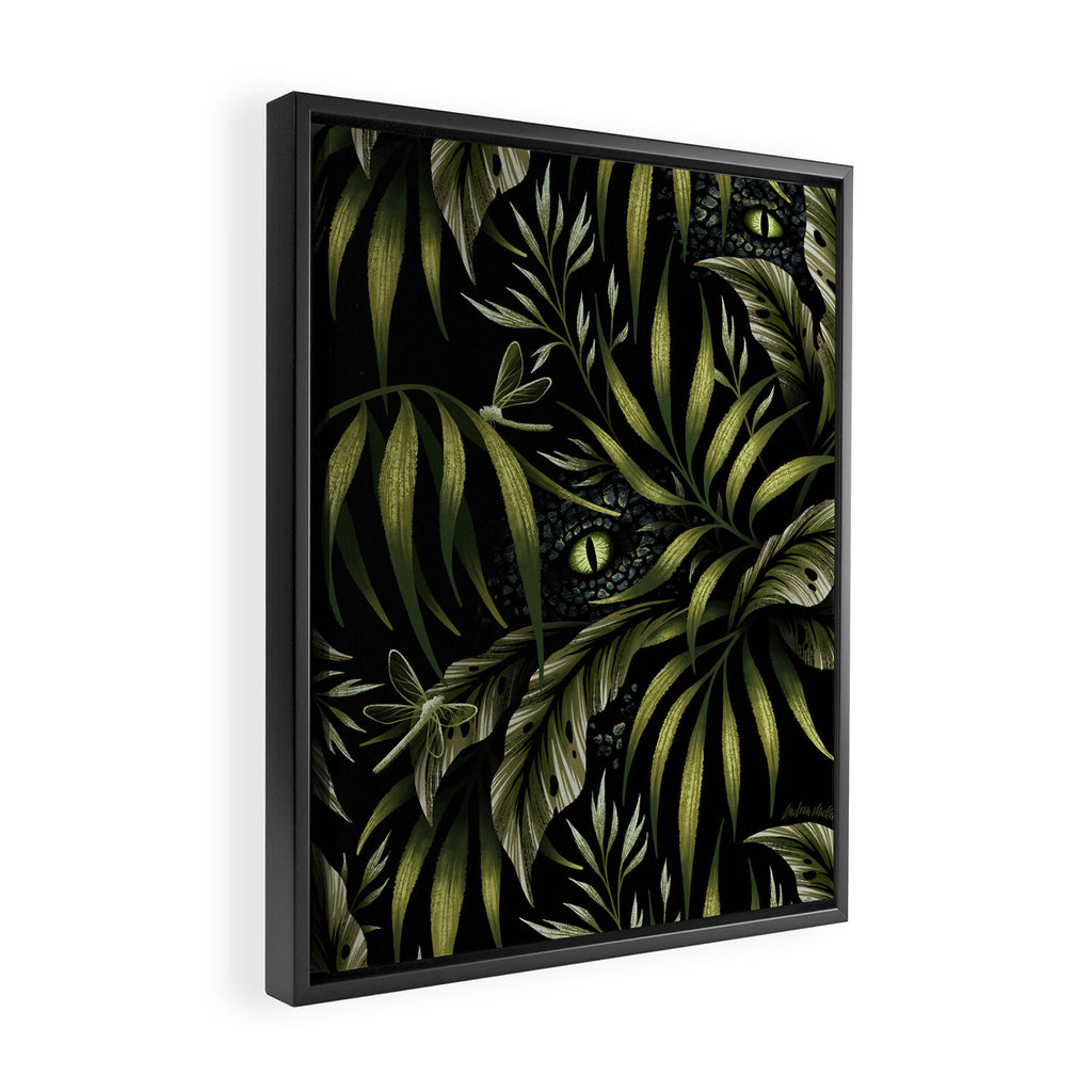 Jurassic Jungle - Camo Green Framed Canvas Print Gallery Image 2
