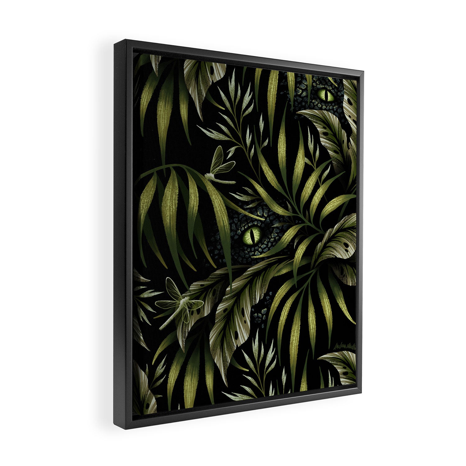 Jurassic Jungle - Camo Green Framed Canvas Print Gallery Image 2