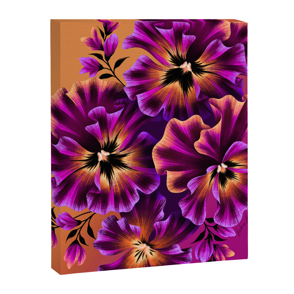 Pansies Floral - Peach and Purple Canvas Print Gallery Image 6