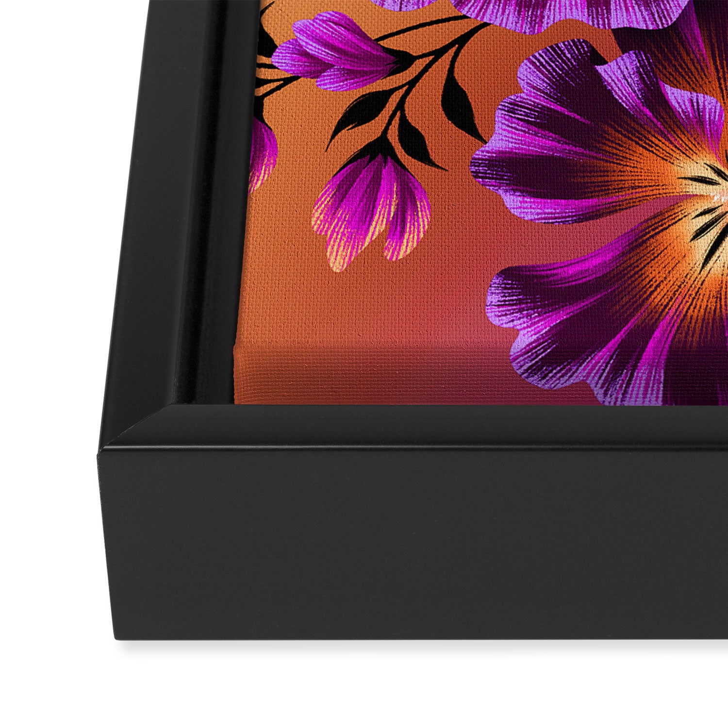 Pansies Floral - Peach and Purple Framed Canvas Print Gallery Image 3