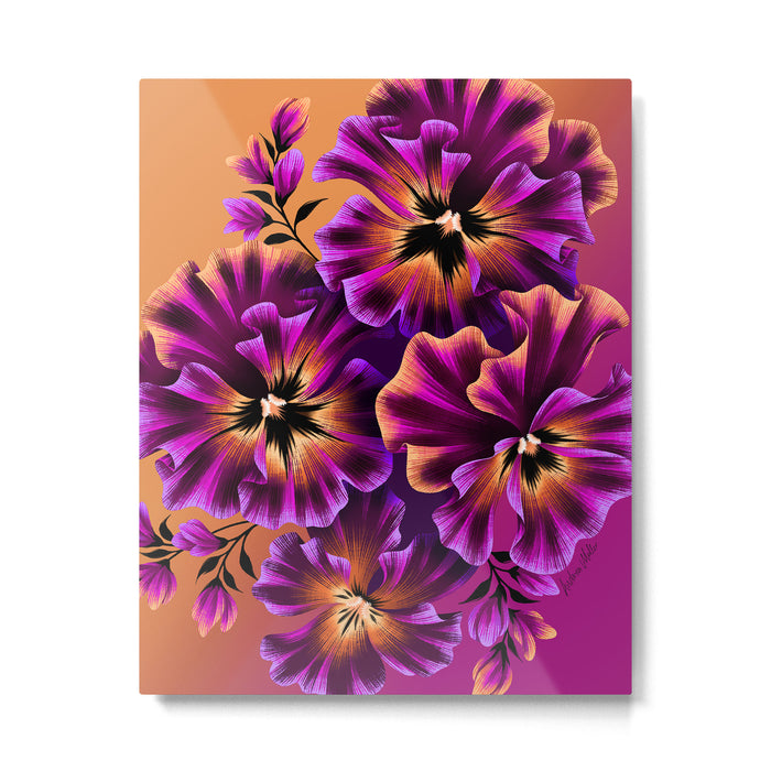 Pansies Floral - Peach and Purple Metal Print Gallery Image 1