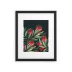 Pohutukawa - Red / Natural Green Framed Art Print Gallery Image 5