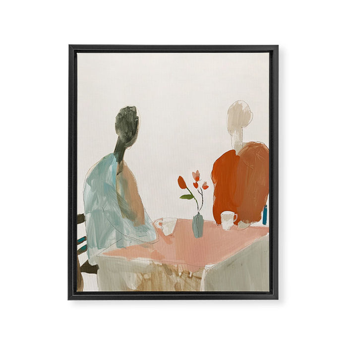 Abstract Cafe Stillness Framed Canvas Print Gallery Image 1