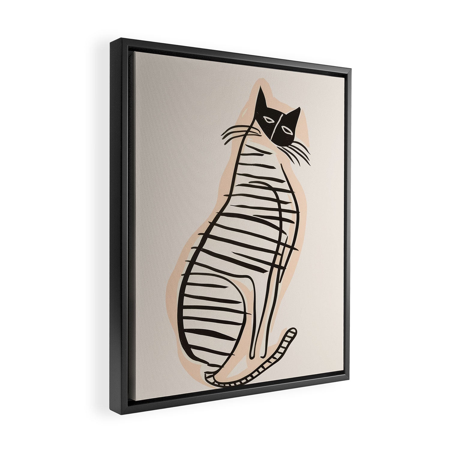 Abstract Cat in Lines Framed Canvas Print Gallery Image 2