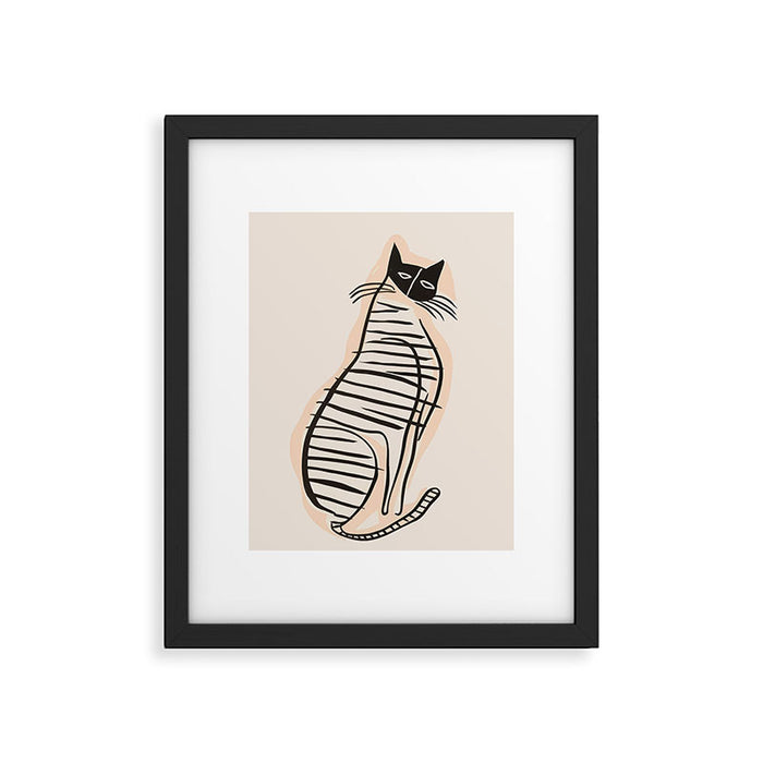 Abstract Cat in Lines Framed Art Print Gallery Image 1