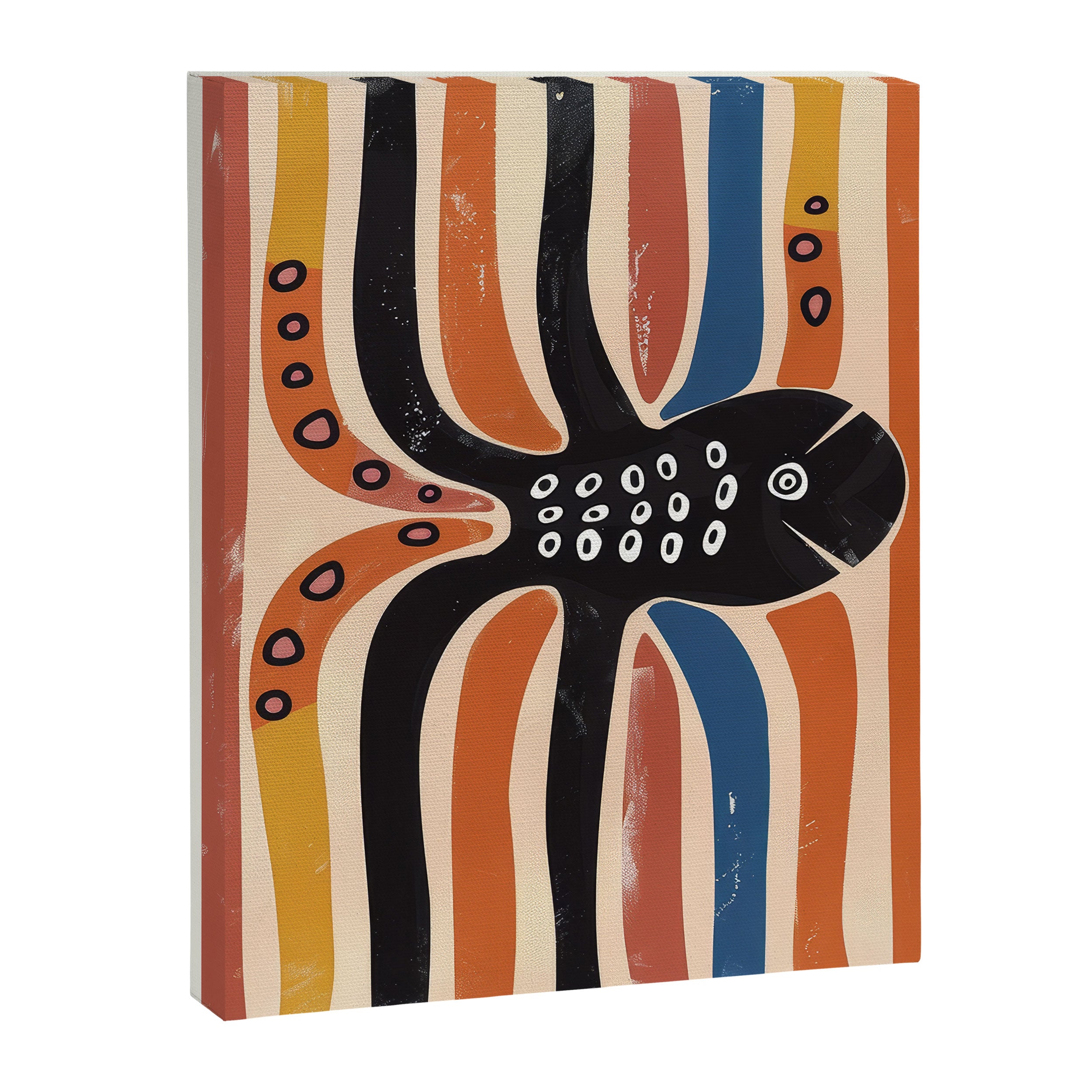 Abstract Octopus with Retro Lines Canvas Print Gallery Image 6