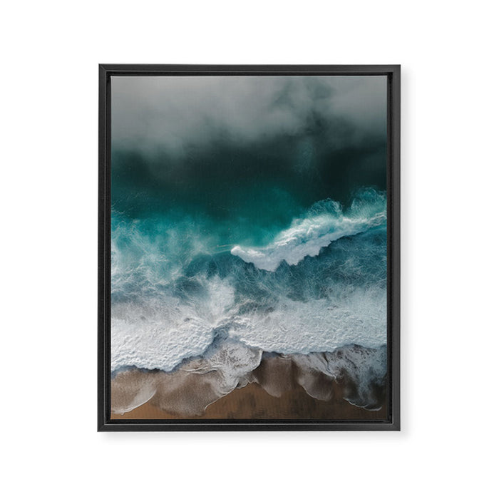 Aerial Ocean Waves - Coastal Photography Wall Art Framed Canvas Print Gallery Image 1
