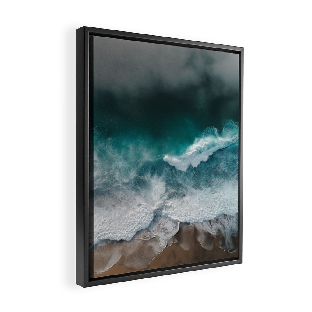 Aerial Ocean Waves - Coastal Photography Wall Art Framed Canvas Print Gallery Image 2