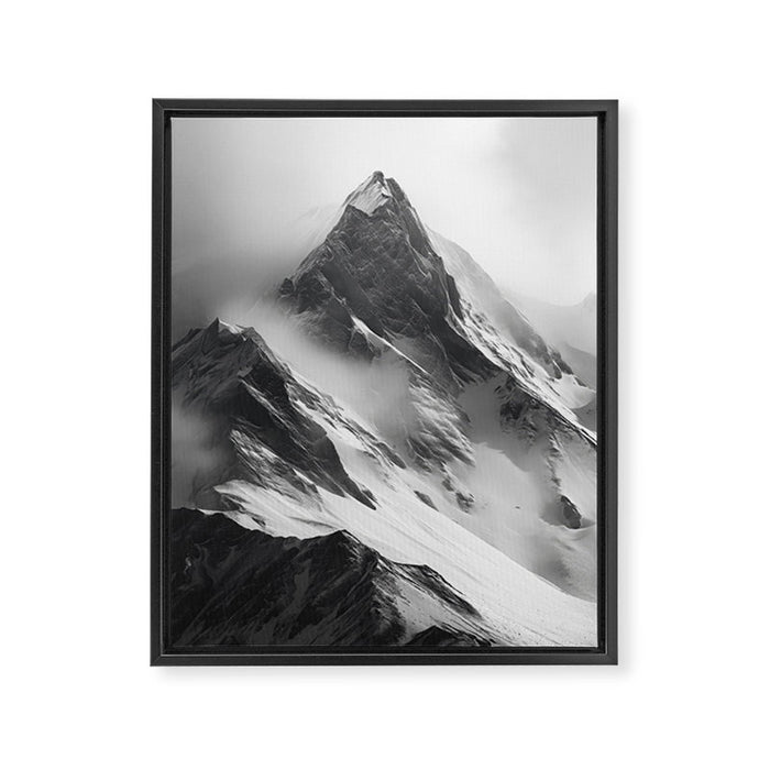 Alpine Silence - Minimalist Snowy Peak Wall Art Framed Canvas Print Gallery Image 1