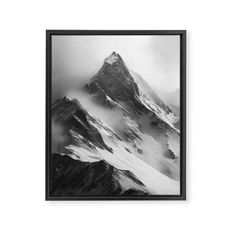 Alpine Silence - Minimalist Snowy Peak Wall Art Framed Canvas Print Gallery Image 6