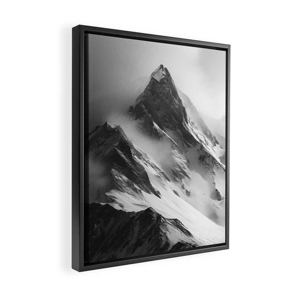 Alpine Silence - Minimalist Snowy Peak Wall Art Framed Canvas Print Gallery Image 2