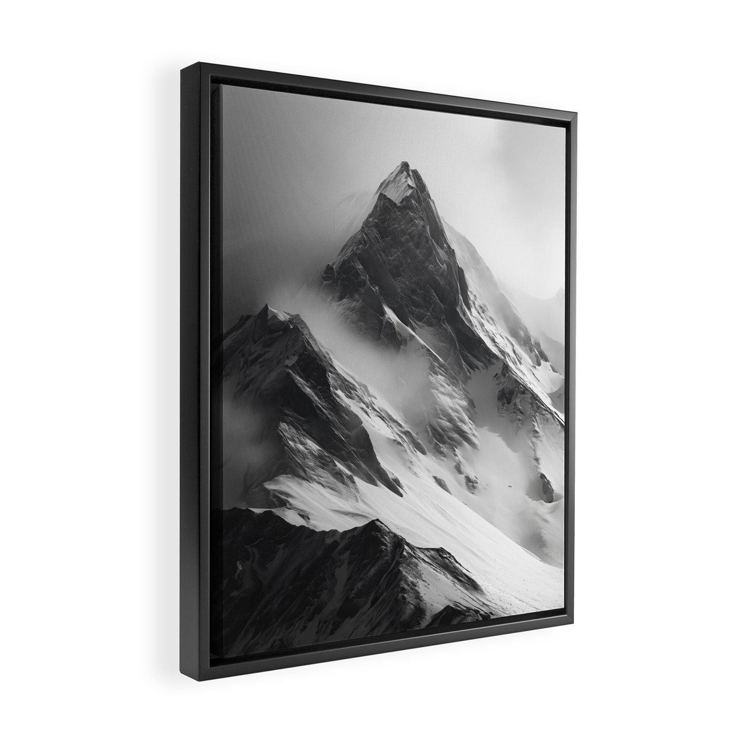 Alpine Silence - Minimalist Snowy Peak Wall Art Framed Canvas Print Gallery Image 2