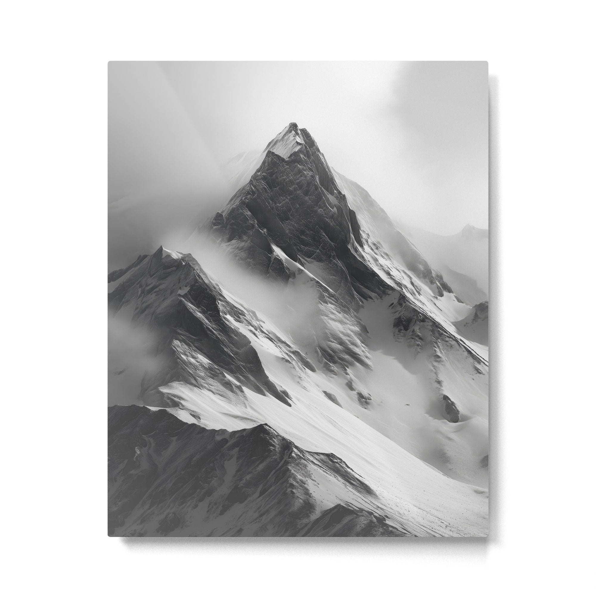 Alpine Silence - Minimalist Snowy Peak Wall Art Metal Print Gallery Image 4