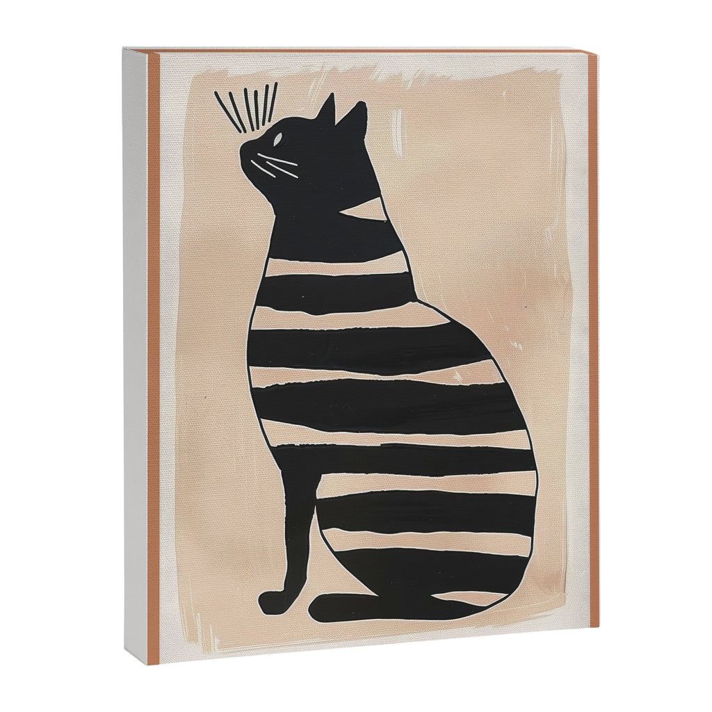 Black Cat with Bold Stripes Canvas Print Gallery Image 6