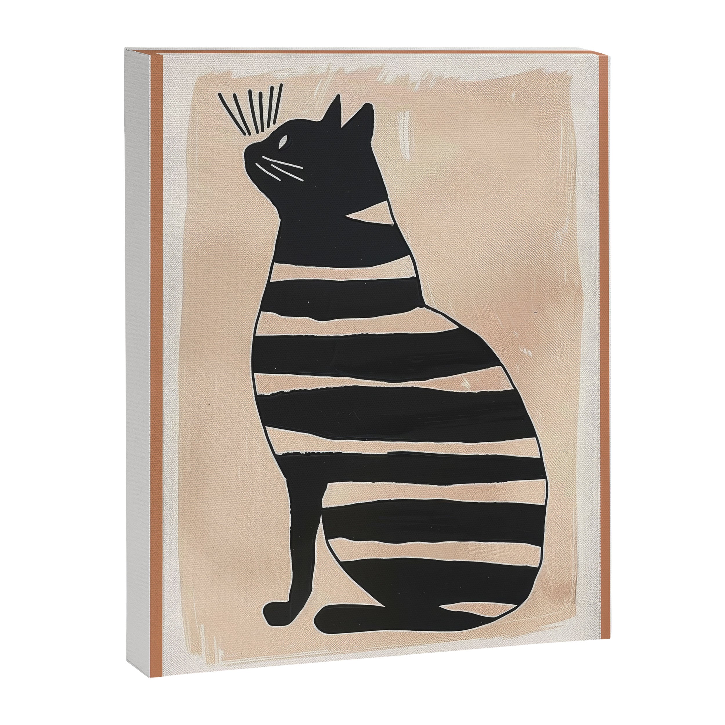 Black Cat with Bold Stripes Canvas Print Gallery Image 6