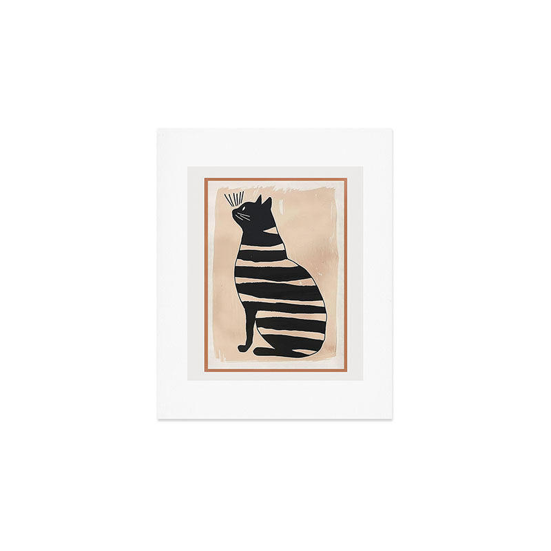 Black Cat with Bold Stripes Art Print Gallery Image 1