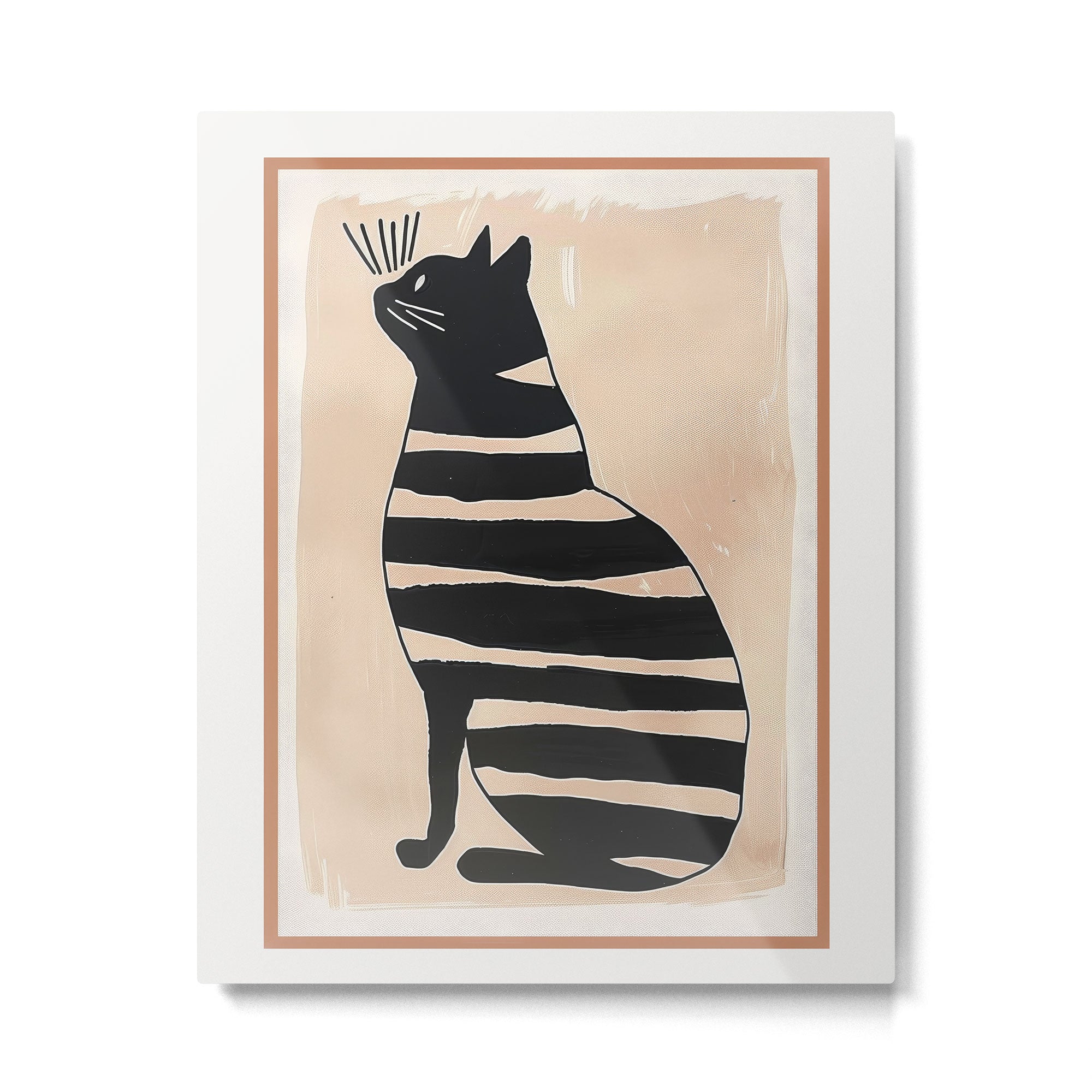 Black Cat with Bold Stripes Metal Print Gallery Image 4