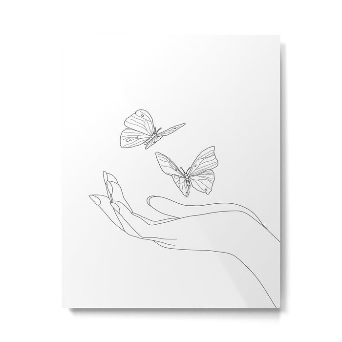 Butterflies on the Palm of the Hand Metal Print Gallery Image 1