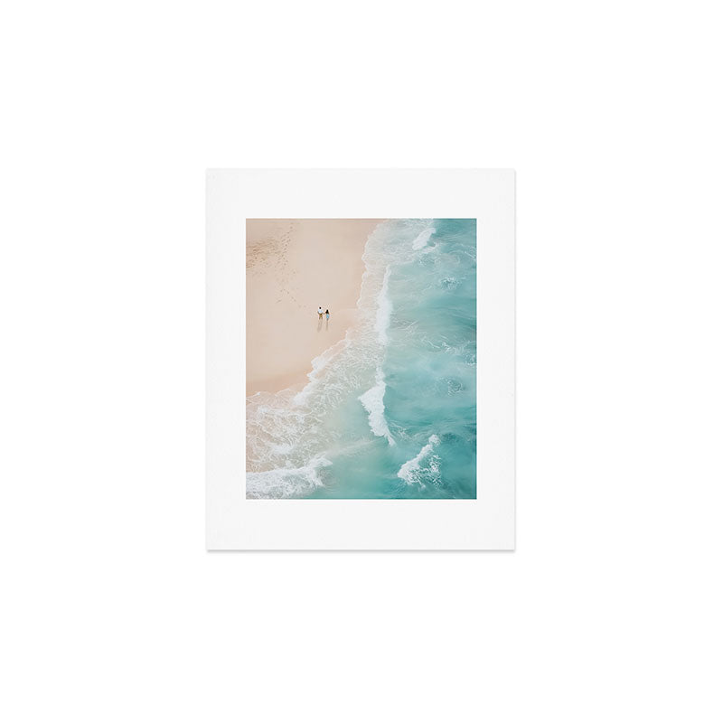 Couple on the Pastel Shore - Aerial Coastal Print Art Print Gallery Image 1