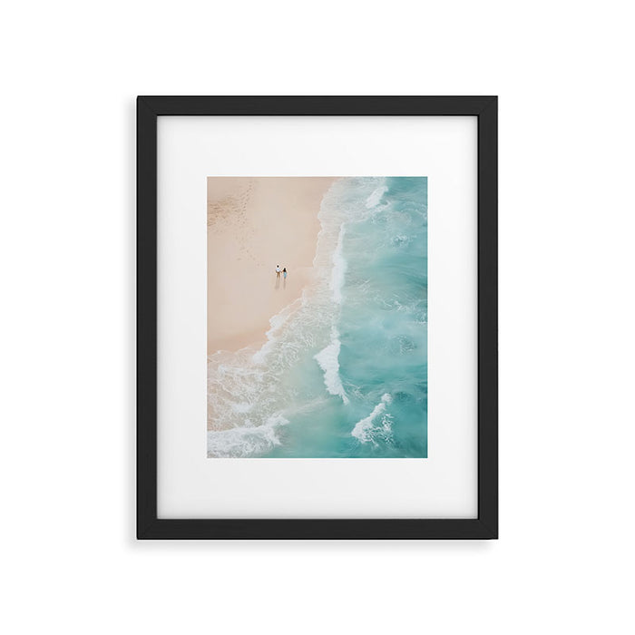 Couple on the Pastel Shore - Aerial Coastal Print Framed Art Print Gallery Image 1