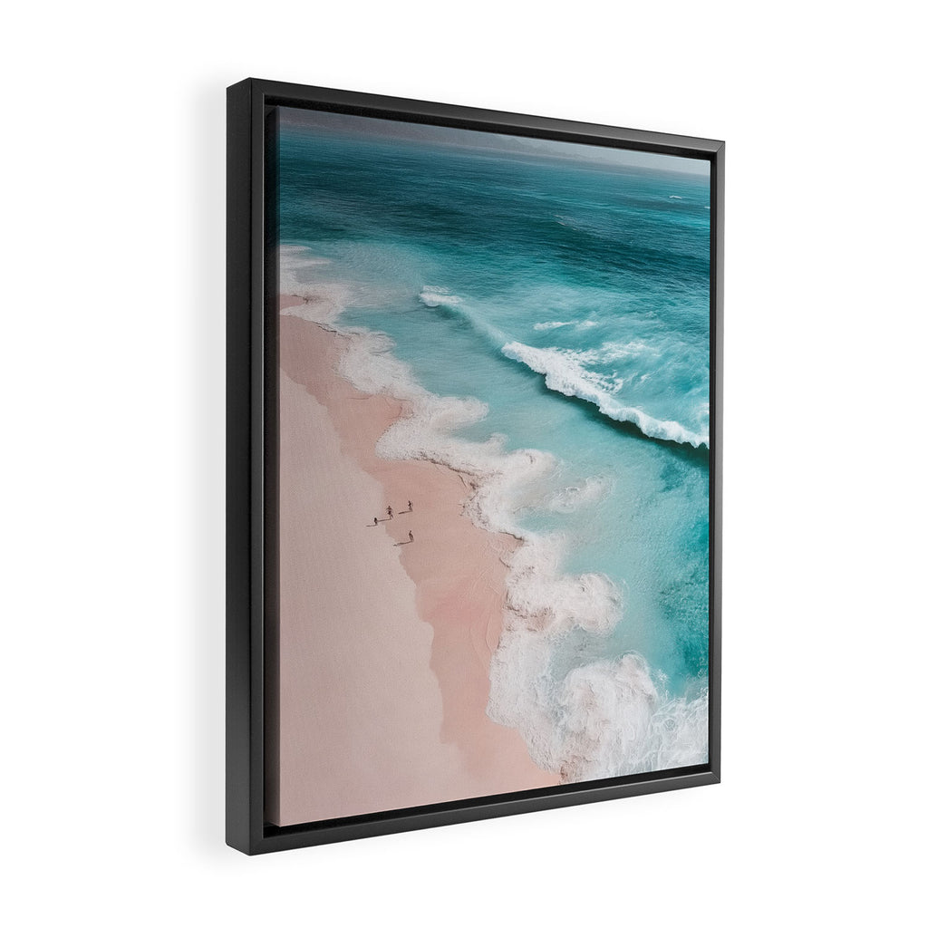 Dream Beach - Aerial Photography of Pink and Turquoise Coast Framed Canvas Print Gallery Image 2