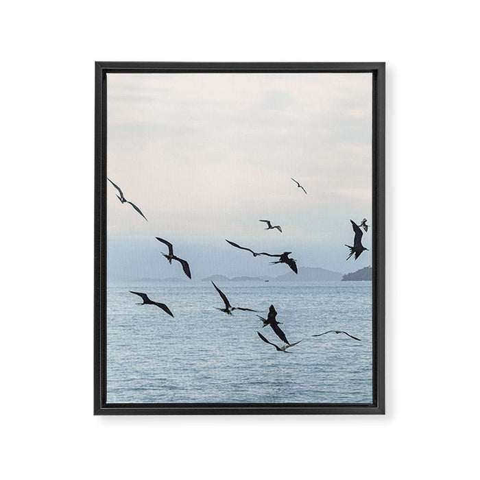Flock of Birds at Sunset Framed Canvas Print Gallery Image 1