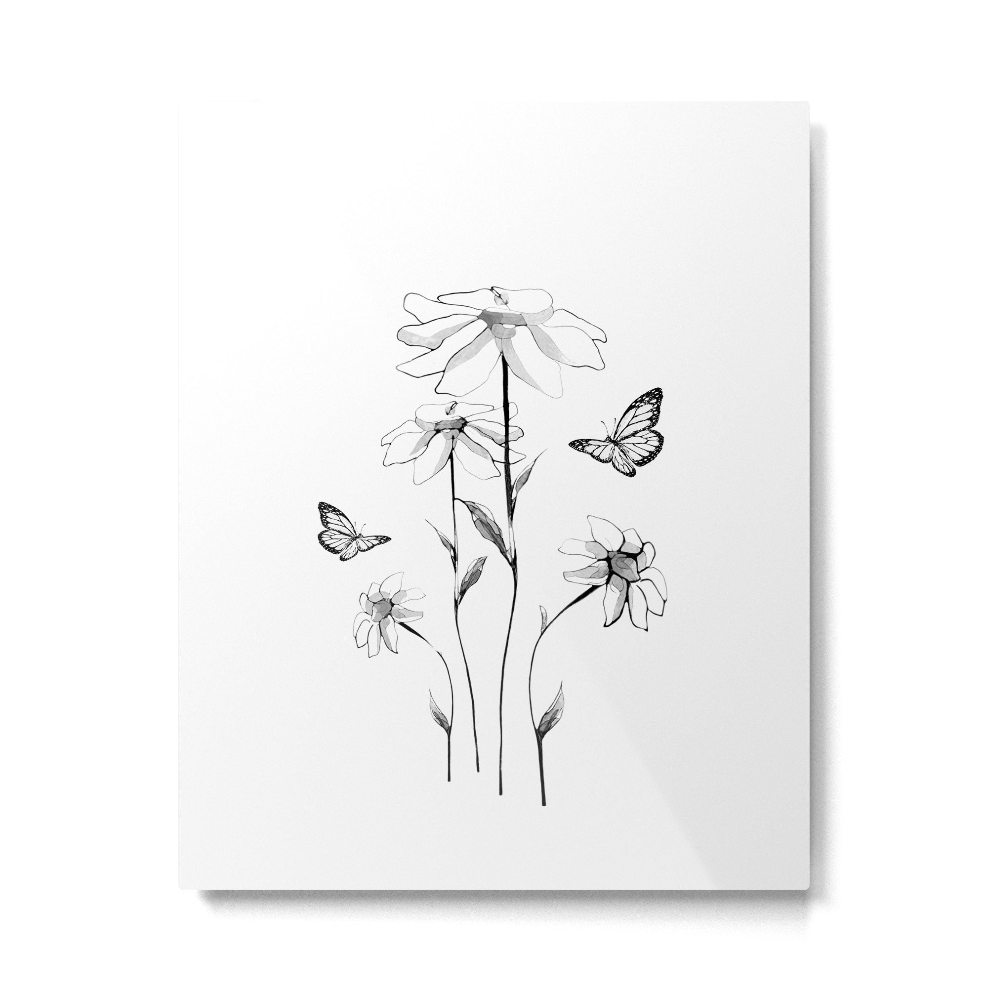 Flowers and butterflies 2 Metal Print Gallery Image 4