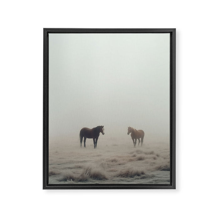 Horses in the Mist I Framed Canvas Print Gallery Image 1