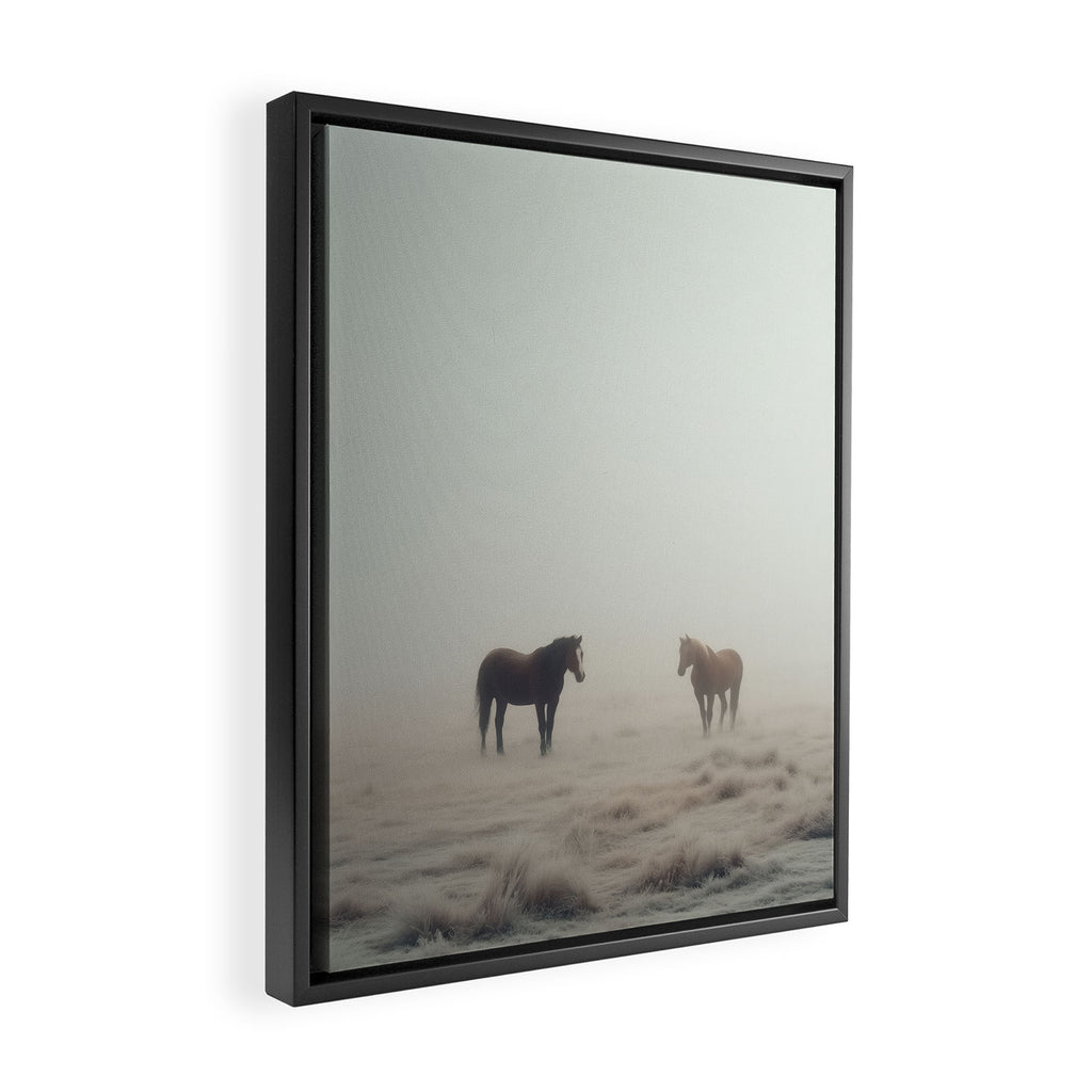 Horses in the Mist I Framed Canvas Print Gallery Image 2