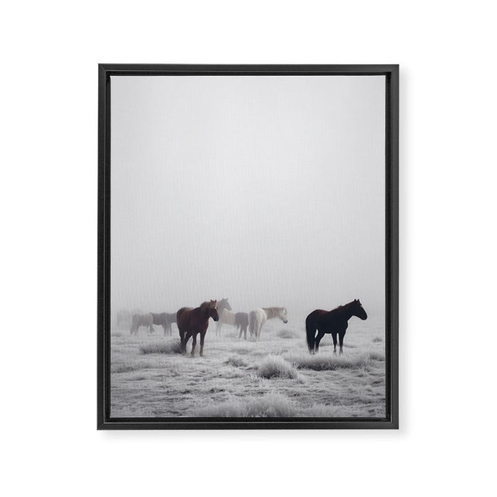 Horses in the Mist II Framed Canvas Print Gallery Image 1