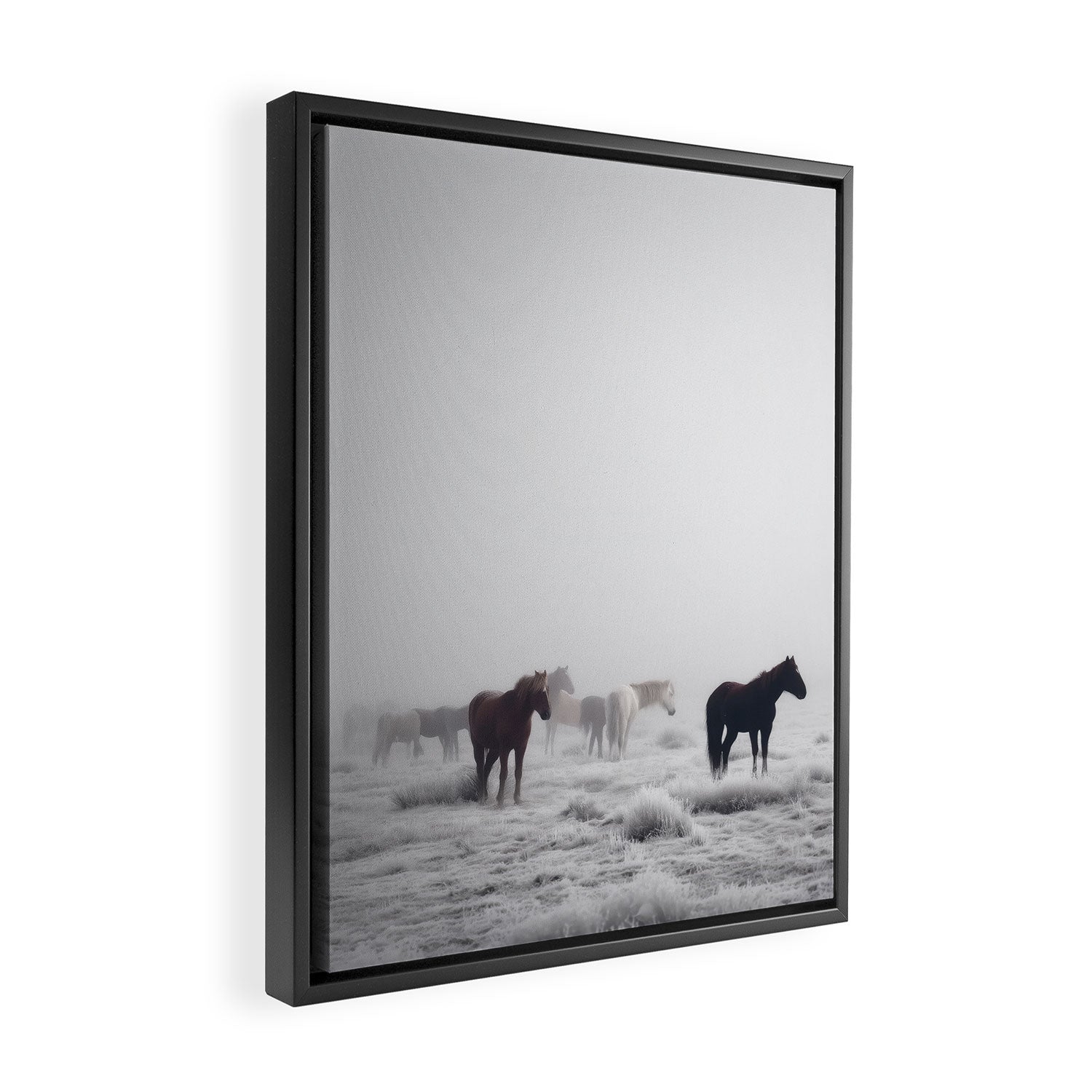 Horses in the Mist II Framed Canvas Print Gallery Image 2