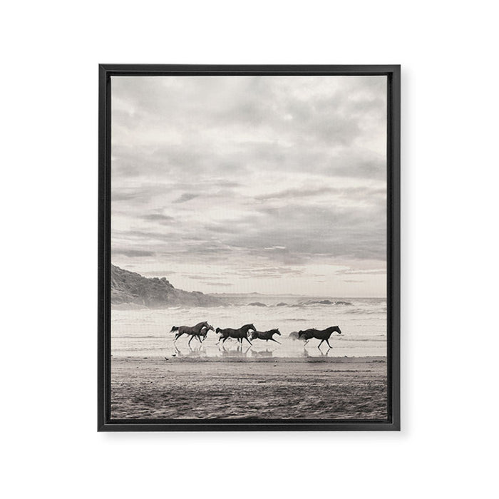 Horses on the Beach Framed Canvas Print Gallery Image 1