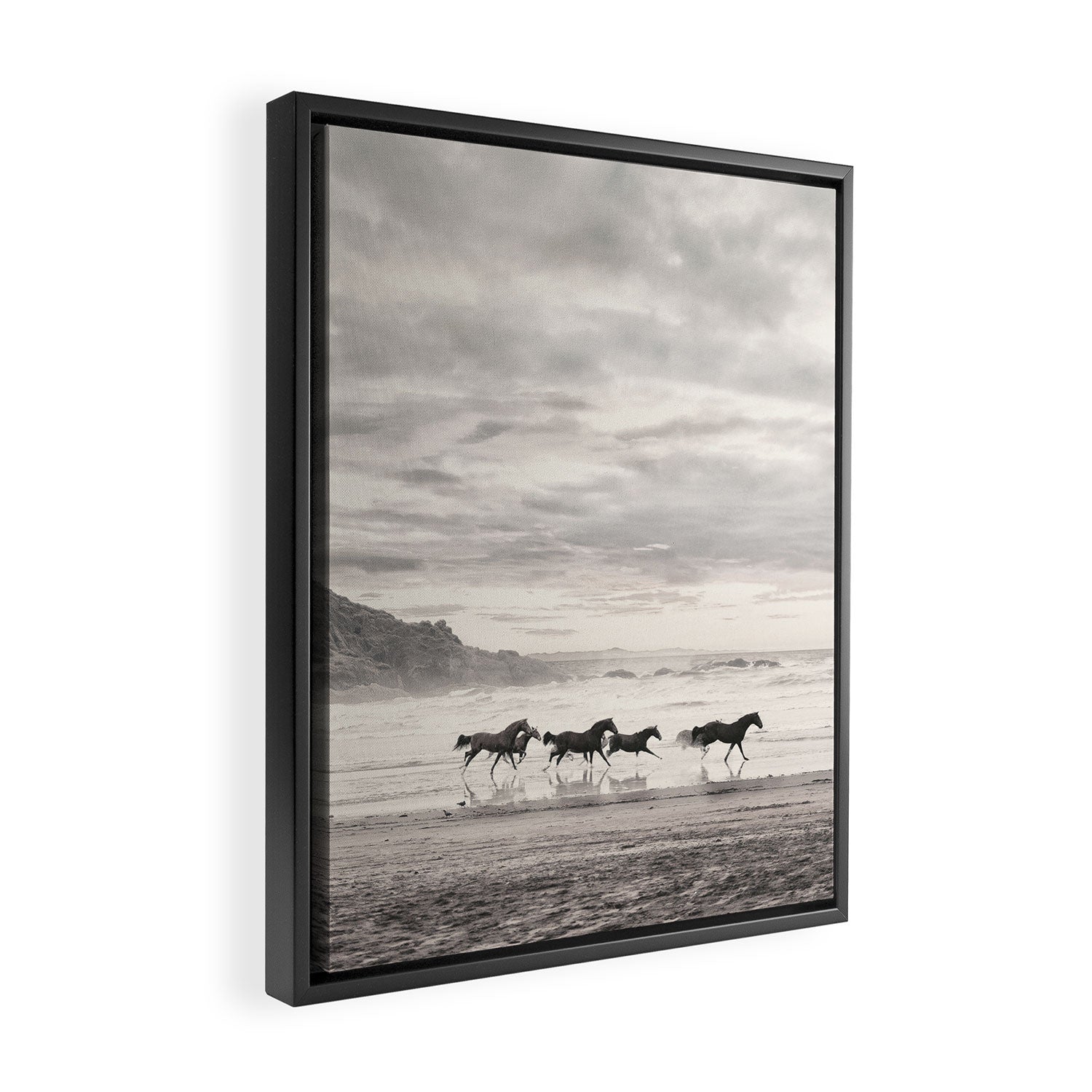Horses on the Beach Framed Canvas Print Gallery Image 2