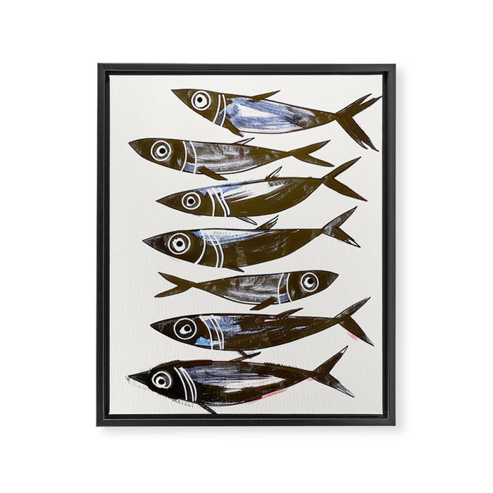 Line Fish Framed Canvas Print Gallery Image 1