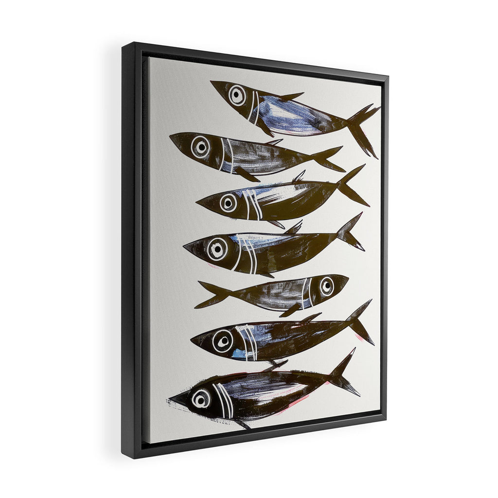 Line Fish Framed Canvas Print Gallery Image 2