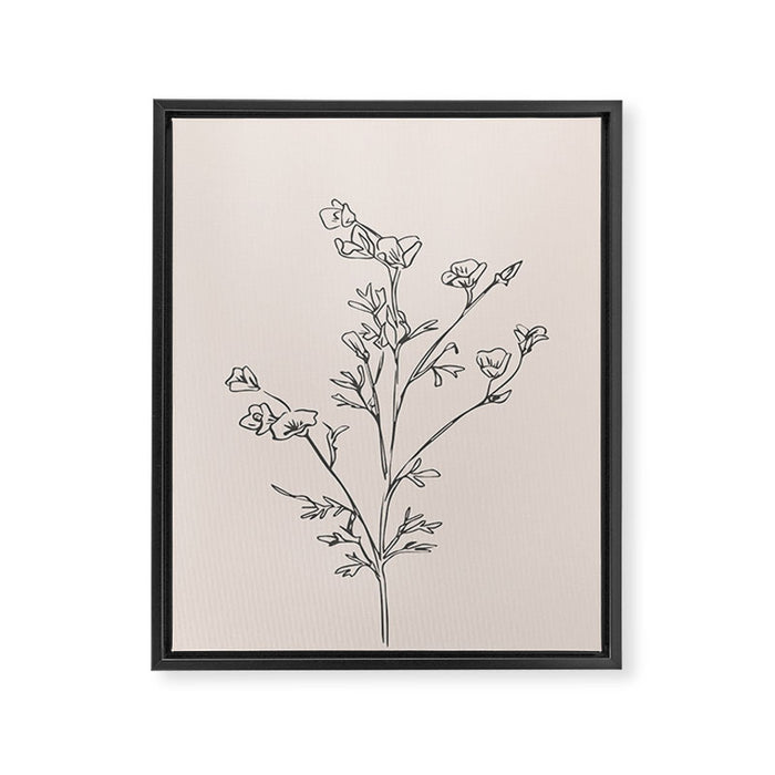 Minimal Line Art Flowers 5 Framed Canvas Print Gallery Image 1