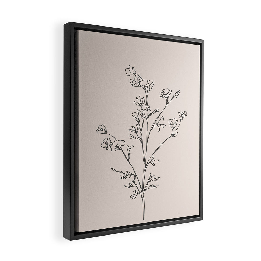 Minimal Line Art Flowers 5 Framed Canvas Print Gallery Image 2